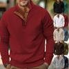 Fashion Men's Casual Standing Collar Long Sleeve Pit Stripe Corduroy Colour Block Sweatshirt