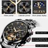 OLEVS Top Brand Tourbillon Luxury Watch Men Automatic Luminous Black Stainless Steel Clock Men Waterproof Mechanical Watch