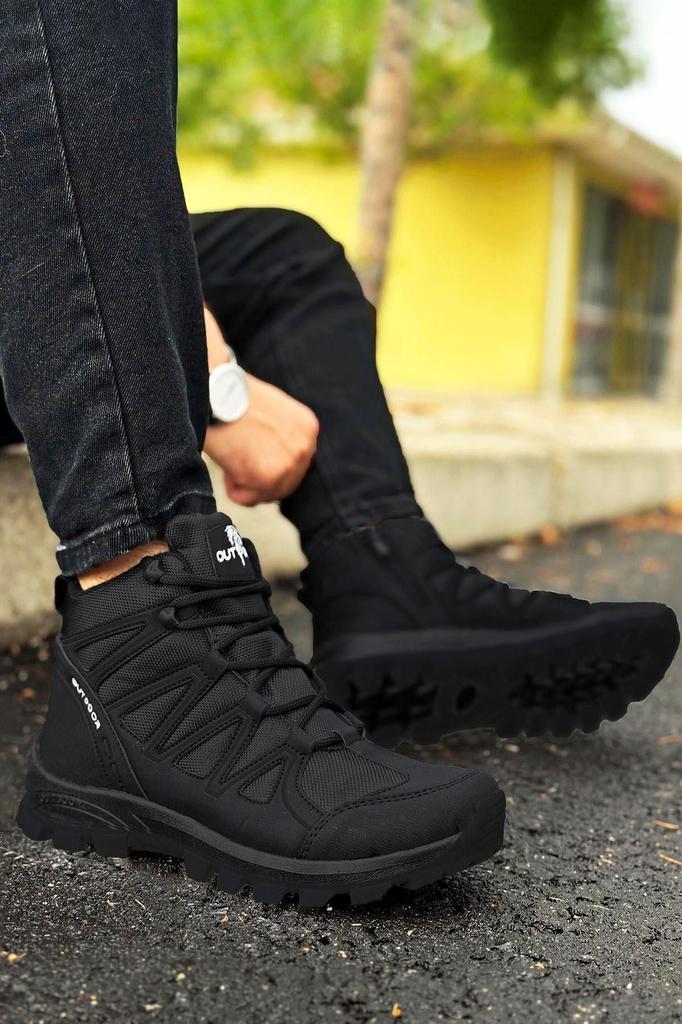 Мужские модные ботинки на плоском каблуке, черные уличные треккинговые ботинки, обувь