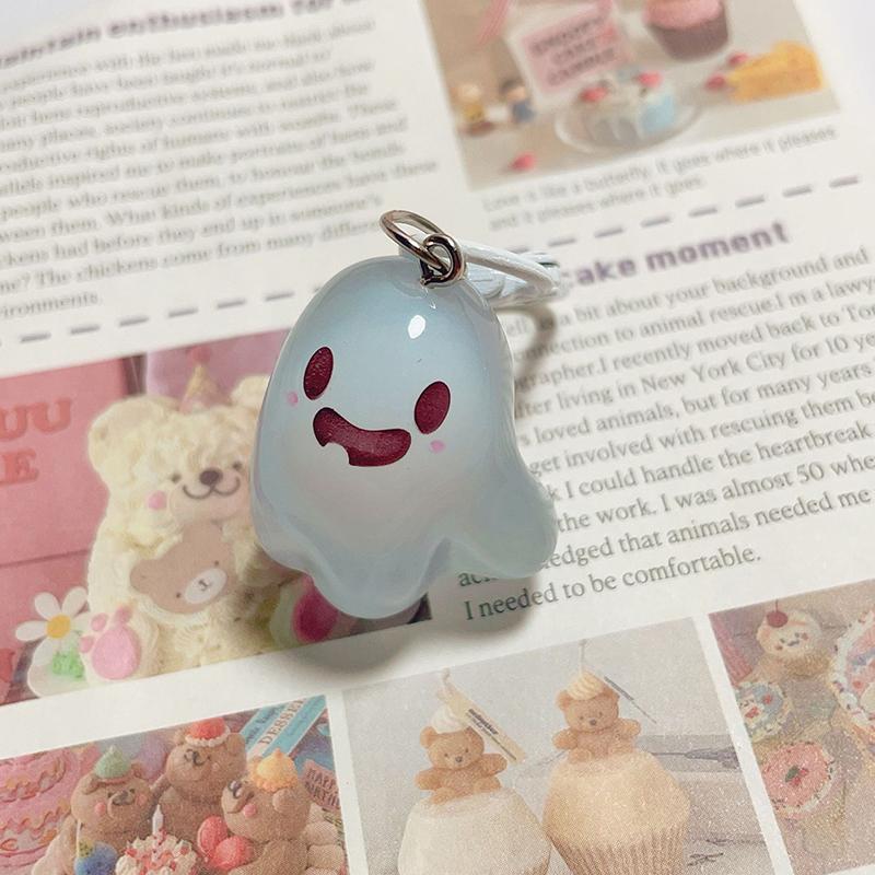 Halloween Jelly Ghost Keychain 3D Cartoon Glow-In-The-Dark Elf Pendant Holiday Gift