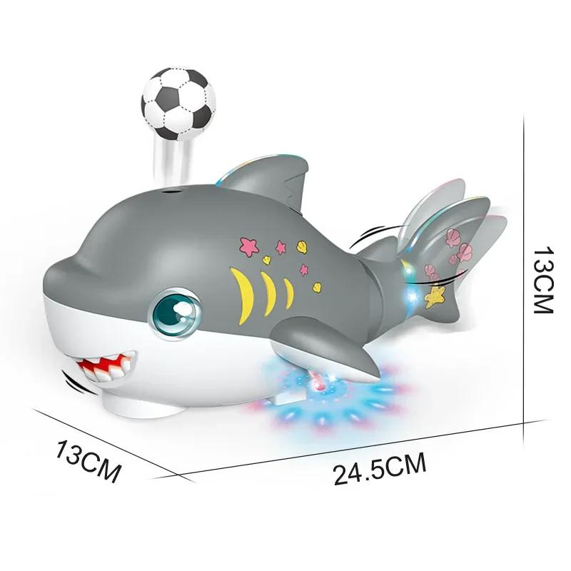 Non-Toxic Electric Shark Model Car Blowing Ball Robot Swing Tail Led Lights Music Interactive Entertainment Toys For Kids Baby Children