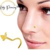 KODY PIERCING 14k Solid Gold Nose Piercing Jewel with Butterfly - Quality Piercing
