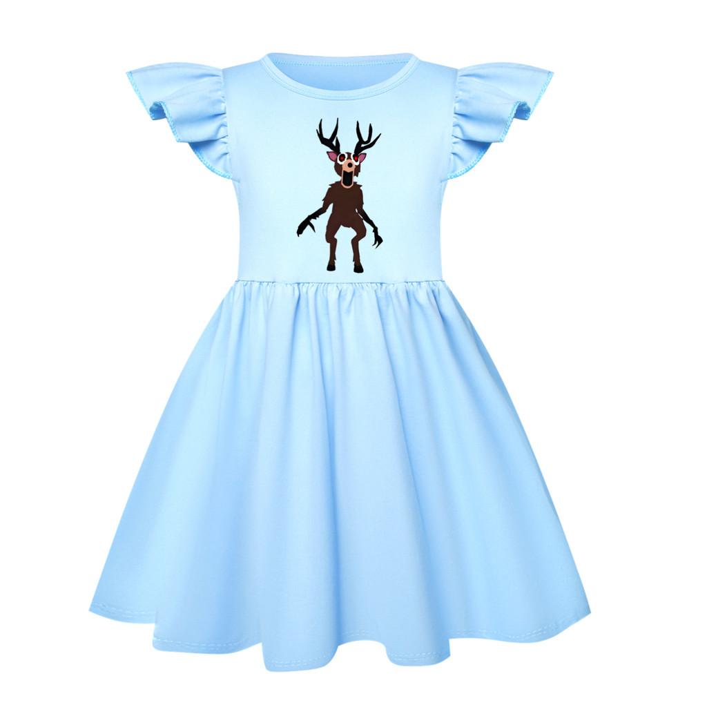 Kids Girls 99 Nights In the Forest Printed Ruffle Short Sleeves Casual Dress