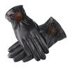 Autumn and Winter Gloves for Women PU Leather Gloves Bow Plus Velvet Thickened Outdoor Driving Touch Screen Warm Gloves