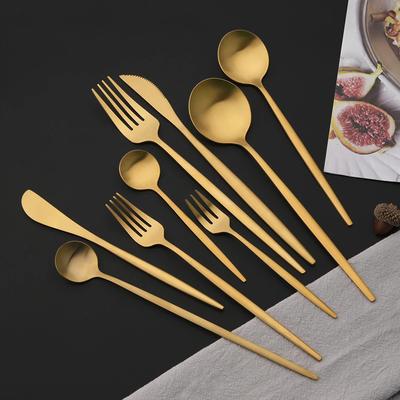 Набор столовых приборов Wstern Gold Matte из 6 предметов из нержавеющей стали, столовая посуда, столовые приборы, кухонный, для дома, набор десертных вилок, ложек, ножей, набор столовой посуды
