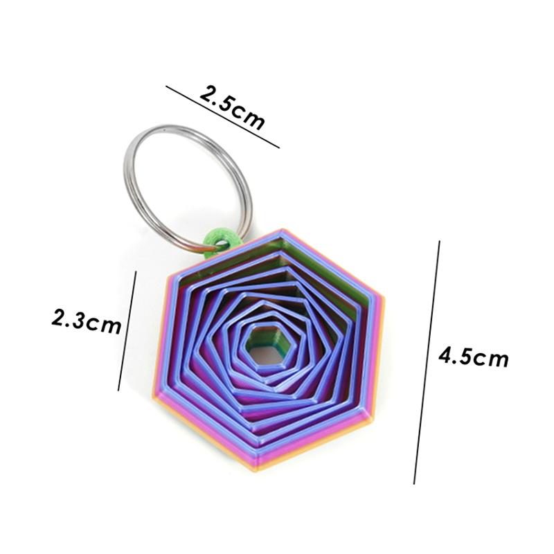 1 шт. Парный крючок для ключей, подарок для друзей, креативный 3D-печатный шестигранный брелок, можно толкать, тянуть и вращать, игрушка для снятия стресса