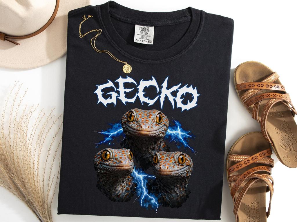 Gecko Heavy Metal Shirt, Vintage 80s Gecko Rock Tee