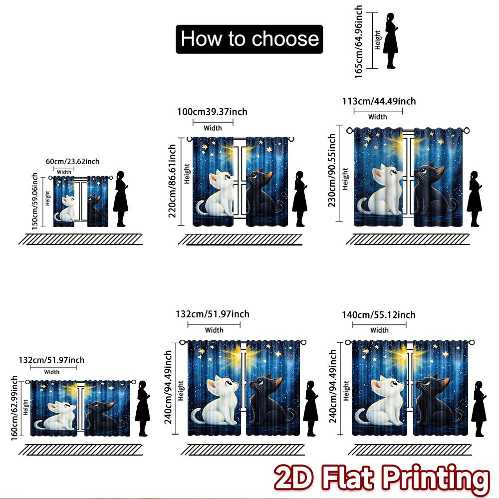 2D плоновый Фон для Фотосъемки Фон для Фотосъемки Кошки, Смотрящие на Звезды 100% Полиэстер Семейная Вечеринка Использование для Спальни