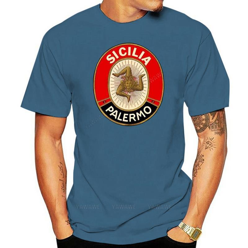 Mens tshirts Summer Teeshirts Sicilia Palermo TShirt  Vintage Style Sicily Tee unisex Oneck short sleeve male casual T Shirt