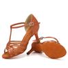 Women Latin Dance Shoe Satin Sandal Ladies Latin Dancing Shoes 8.5cm Heel High Heel Soft Sole T Bar Indoor