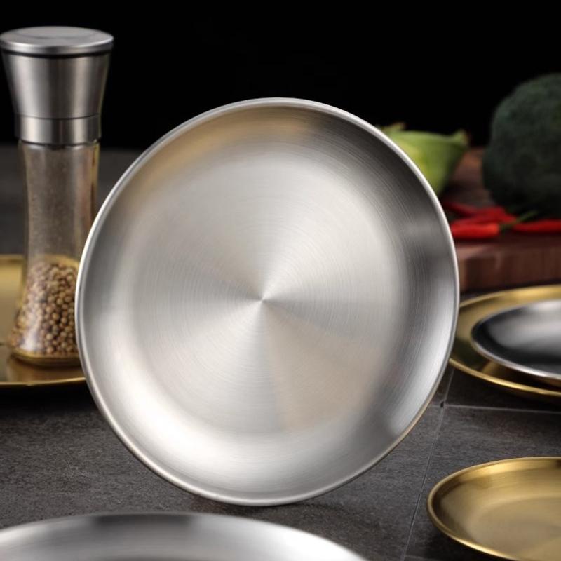 Обеденная тарелка из нержавеющей стали, поднос для пикника на природе, грязезащитная кухонная барная посуда, тарелка для фруктов, закусок, тортов, кухонные принадлежности