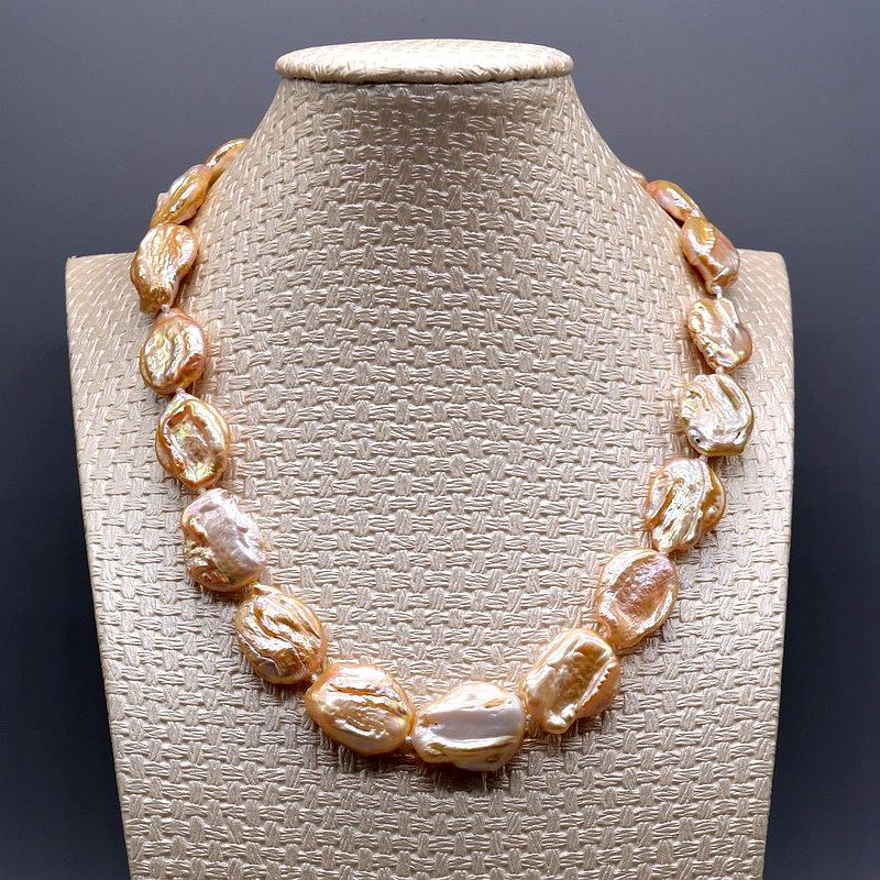 Натуральная розовая пресноводная жемчужина в стиле барокко, простая большая листовая форма, женское ожерелье ручной работы, свадебные украшения, украшения