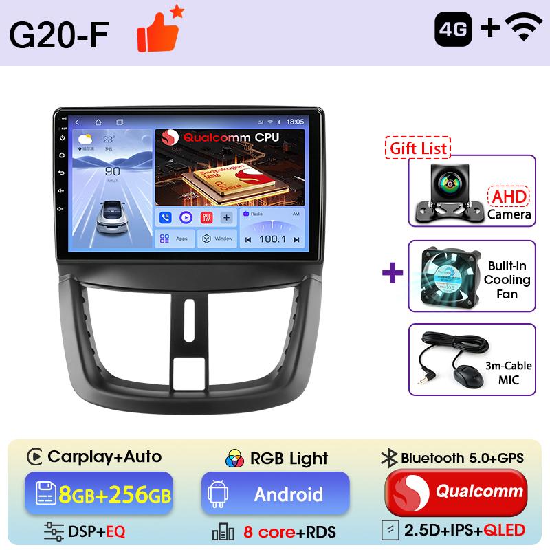 Srnubi For Peugeot 207 207CC 2006-2015 HiFi Stereo 9 Inch Car Radio GPS Navigation Multimedia Video Player RDS Radio Supported Wireless Carplay