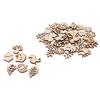50 Pcs Mixed Wooden Craft Squirrel Leaves Mushroom Shape Hedgehog Decoration