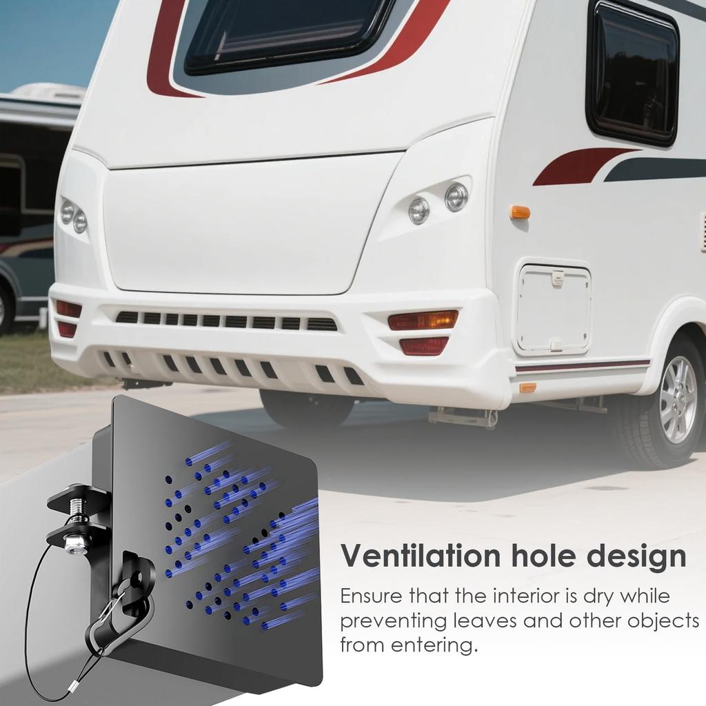 Алюминиевая торцевая заглушка бампера для квадратного бампера 4x4 дюйма с вентиляционными отверстиями, упрощенная защитная крышка для хранения шланга канализации кемпера с откидной дверцей