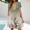 Summer Dresses For Women Beach Floral Sundress Short Sleeve Pockets Casual Tshirt Dress