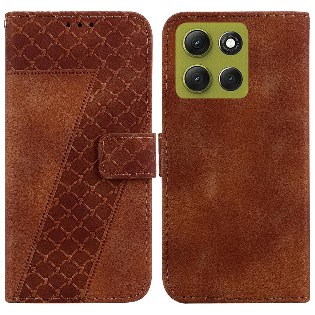 For Motorola Moto G86 5G Stand Case 7-Shaped Pattern Imprint Leather Phone Cover with Strap