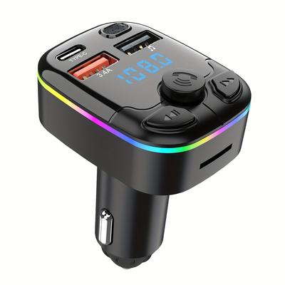 1 шт. Bluetooth 5.0 автомобильный FM-передатчик PD Type-C Dual USB Ambient Player MP3 зарядное устройство Type-C беспроводной свет 18 Вт Handsfree PD QC3.0