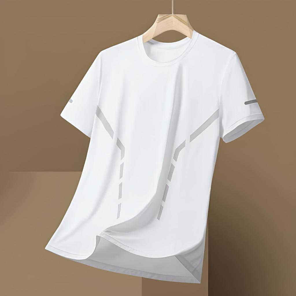 Летняя мужская футболка из ледяного шелка с круглым вырезом, свободная однотонная пуловер с короткими рукавами, повседневная повседневная одежда, спортивный топ для фитнеса