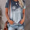 Women's Summer Casual Crewneck 3D Print Dandelion Pattern Breathable O Neck Short Sleeve Oversized T-shirt Summer