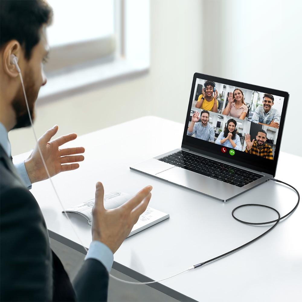 Joyroom SY-A09 1.2m Premium Black AUX Audio Extension, Male To Female, 3.5mm Connector