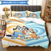 3PCS Bluey Friends Adventure Bedding Set 2D Printing (Includes 1 Duvet Cover + 2 Pillowcases Coreless), Bedroom decor,Fan gift