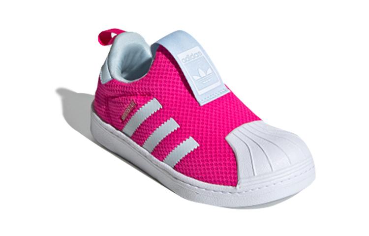 adidas Оригинальные SUPERSTAR 360 Удобные Низкие Скейтбордические Кроссовки Розово-Красные Белые Для Младенцев и Малышей FV3377