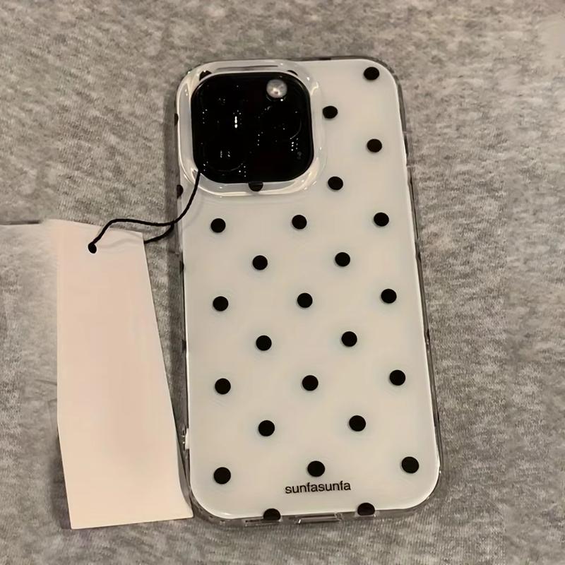 Минималистичный черно-белый чехол в горошек для iPhone 17 Air 16 Pro Max 15 14 Plus 13 12 Mini 11, противоударная силиконовая задняя крышка