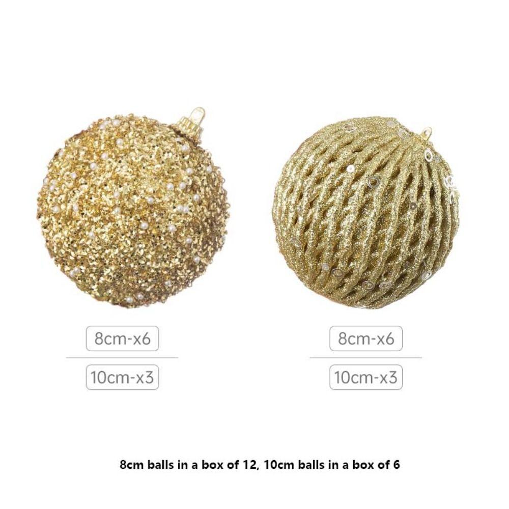 6/12pcs 8/10cm Festive Decorative Ball with Sequins Christmas Tree Hanging Ornaments  Wedding