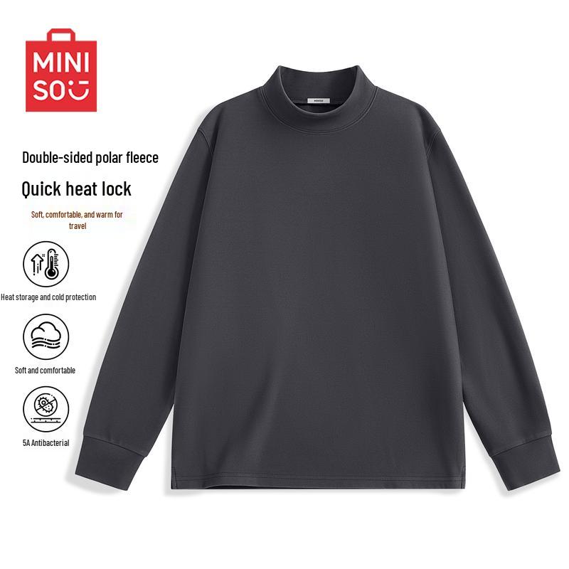 MINISO Men's Half-Zip Double-Sided Fleece Base Layer T-Shirt