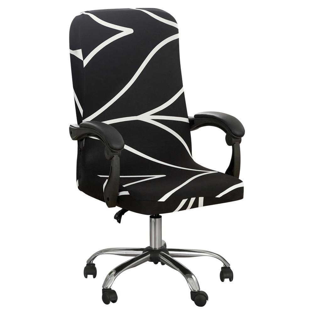 Office Computer Chair Cover Dust-proof, Geometry Stretch Printed, Elastic Game Chair Slipcover, Rotatable Armchair Protector,M/L