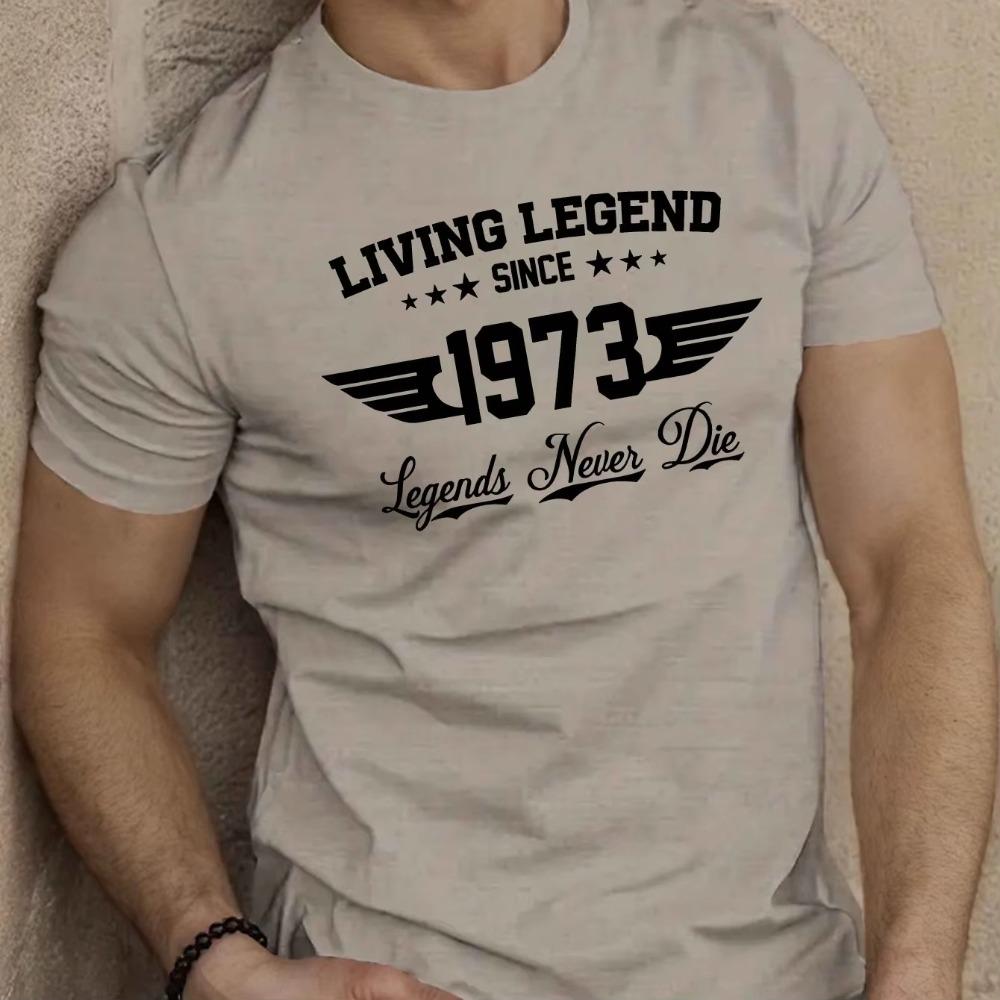 Summer men's casual loose plus size SINCE 1973 pattern printed sports comfortable round neck short sleeved T-shirt
