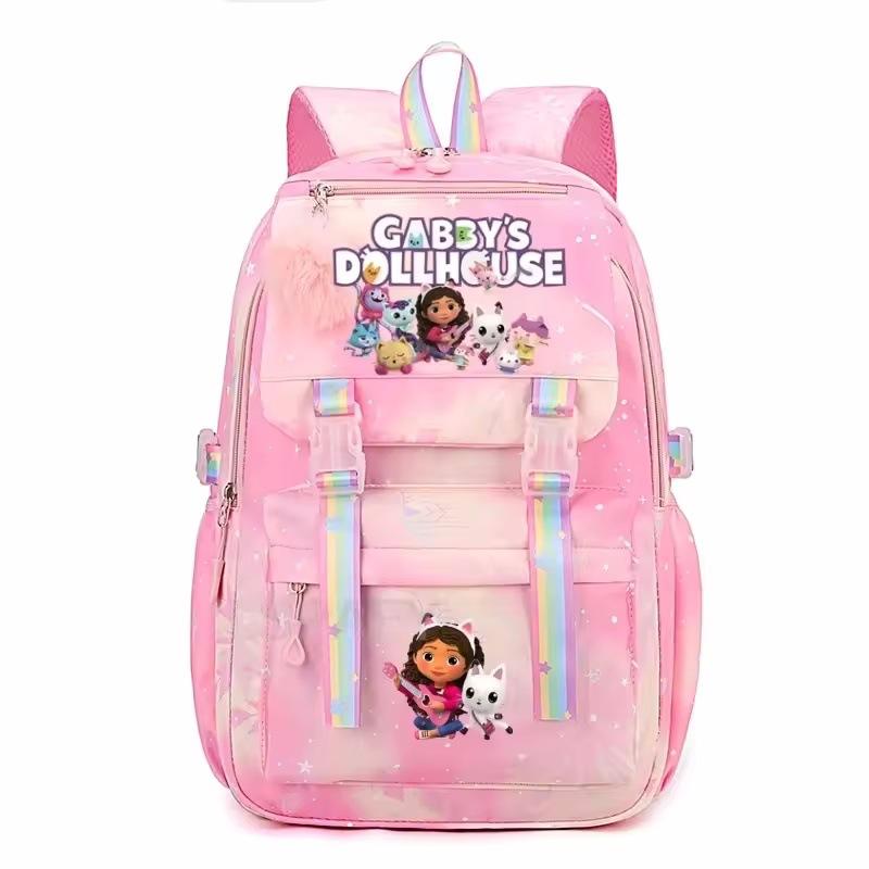 New Gabby Dollhouses School Backpack For Girls Kawaii Cartoon School Bag Cute Girls School Supplies Kids  44*30*22cm
