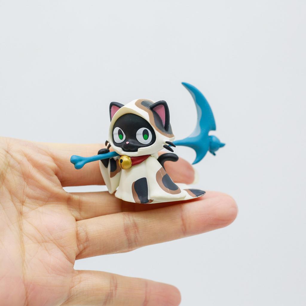 Genuine Cute Cat with Scythe Blind Box Toys Cute Calico Cat Cape Cat Action Figure Desktop Collection Ornaments Kids Gifts