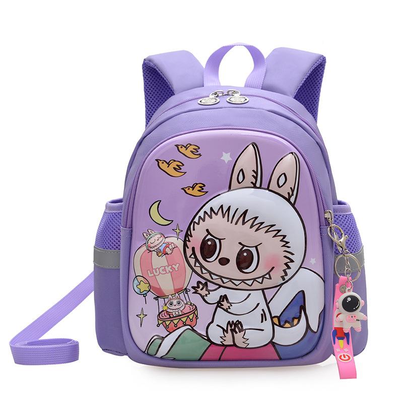 Labubu Школьный рюкзак Мультяшный школьный рюкзак для мальчиков и девочек 2-4 лет Маленький рюкзак с защитой от потери 3D Трехмерный рюкзак с жестким корпусом CLE