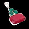 Kashmir Red Ruby, Emerald Gemstone 925 Sterling Silver Jewelry Pendant 2.17" AH-5259