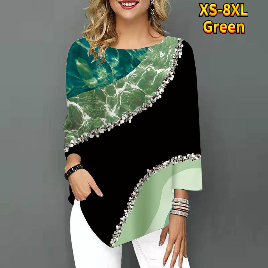 Женская футболка с рукавом три четверти контрастного цвета, футболка с круглым вырезом, свободные рубашки, повседневные футболки