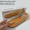 1SET Mini Bowling Table Games Wooden Children's Educational Innovative Toys Solid Wood Parent-Child Fun Balls