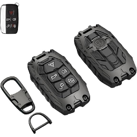 Heavy Metal Key Fob Cover Case Protector For Land Rover, Keychain, Accessories For 2010-2017 Land Rover Range Rover Evoque, 12-15 LR2 LR4 Discovery &
