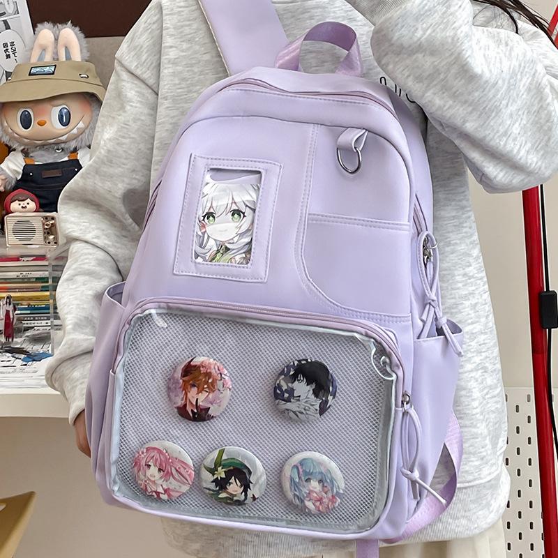 Japanese Ba Chi Pain Bag Second Dimensional Girl Simple Backpack Large Capacity Solid Color Campus School Bag Female Student Backpack