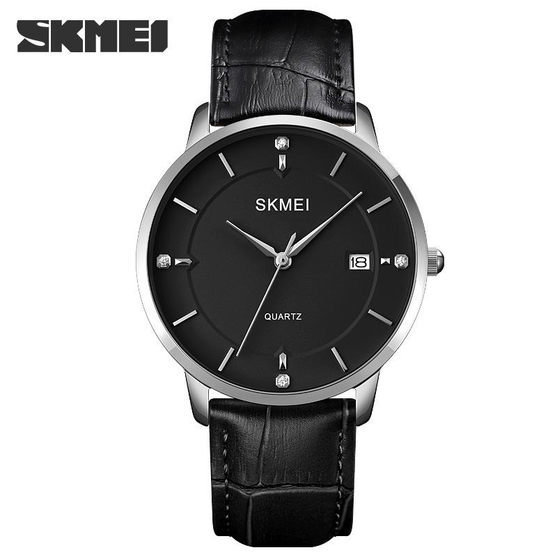 Skmei деловые модные мужские кварцевые часы с календарем водонепроницаемые мужские кварцевые часы со стальным ремешком