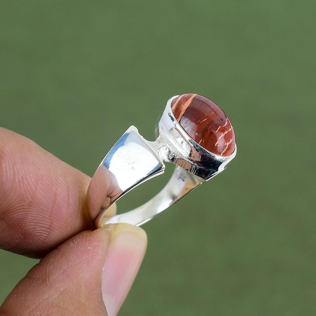 Red Snakeskin Jasper Ring 925 Sterling Silver Ring Wonderful Jewelry Gemstone Ring Handmade Silver Jewelry For Gifts Available In Ring Size