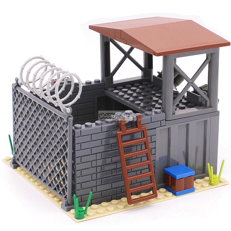 Marumine 23 ШТ. Детали MOC Военная База WW2 Спецназ Пост Охраны Комната DIY Армейские Солдаты Сцены Строительные Кирпичики Модель Комплект