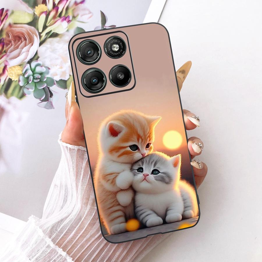 For Motorola Moto G67 Power Case Cats Pattern Back Cover Soft Silicone Black Phone Cases For Moto G57 Power XT2537- Shells