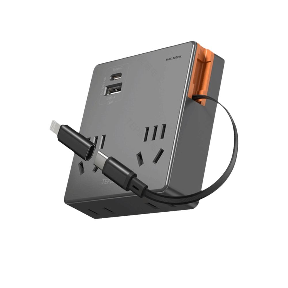 Компактная плоская сетевая розетка с USB-портами C, удлинитель для нескольких устройств, экономия места