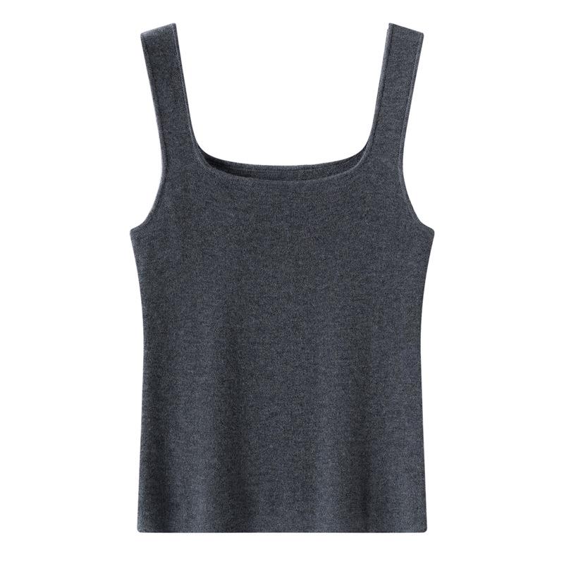 Women's French Retro Wool Knit Square Neck Sleeveless Vest Camisole