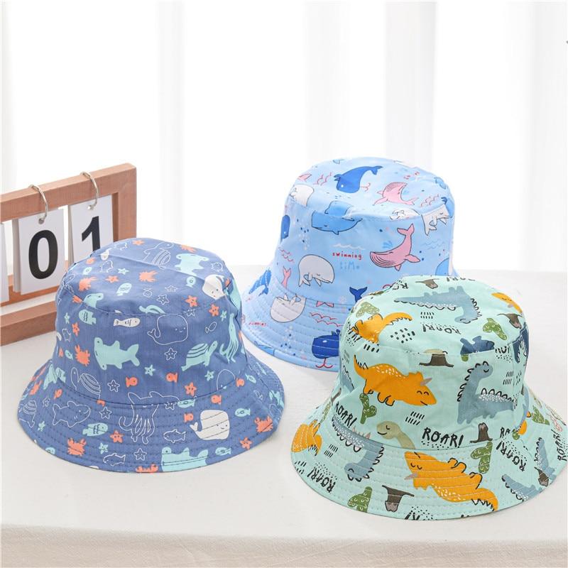 Cartoon Printed Baby Bucket Hat Spring Summer Panama Hat For Kids Sun Hat Soft Cotton Children Boys Girls Beach Cap