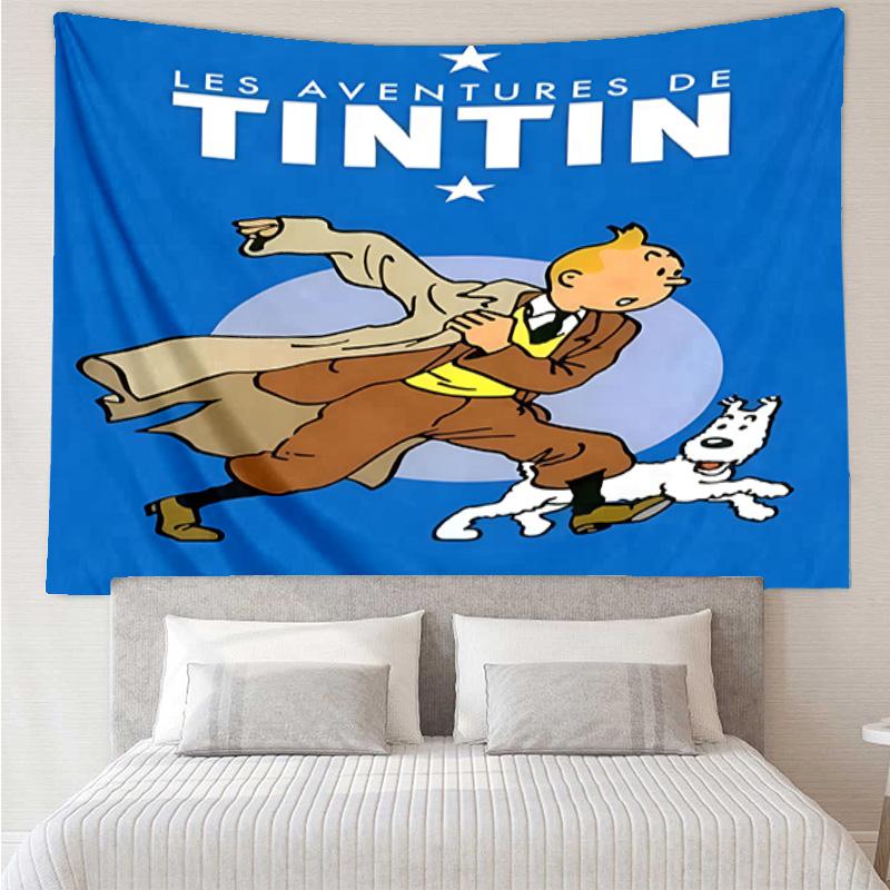Tintin's Adventure City Quick-Dry Tapestry Hanging for Bedroom,Livingroom, Playroom,Decor Art Room Wall Tapestry Holiday and Birthday Gifts