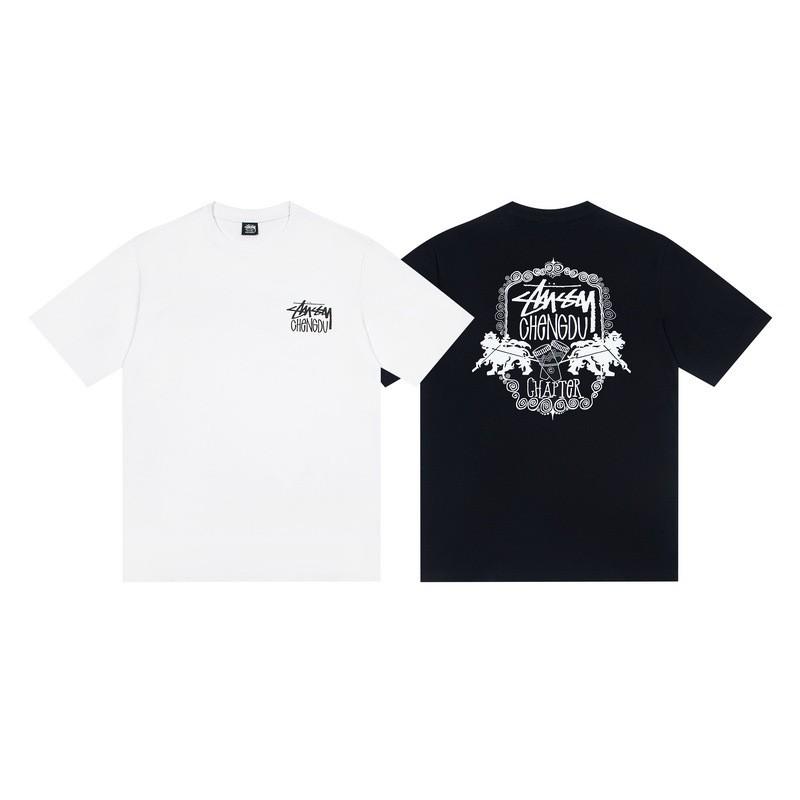 Stussy Черная 8 Классическая Водяной Знак Буквенный Принт 2025 Унисекс Уличная Одежда Свободный Крой Хлопковая Футболка