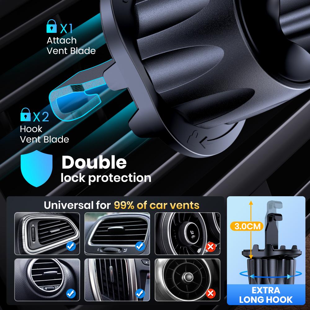 TOPK Magnetic Car Phone Mount - 6 N52 Strong Magnets Air Vent Holder,360°Rotation Universalfor iPhone17 All Mobile Phones